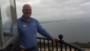 Dan Zeller atop the lighthouse on Open Tower Day, 15 November 2013