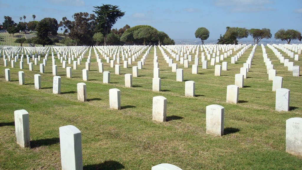 White headstones in cemetery