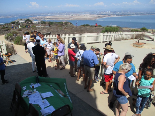 Visitors waiting in line for Open Tower Day