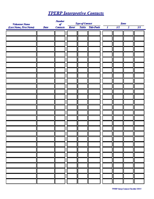 A blank form used to record information