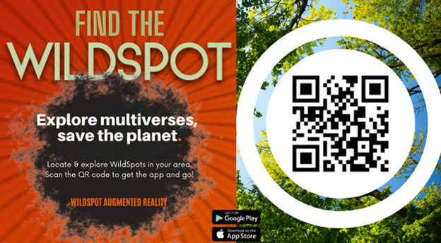 Find the Wildspot on an orange background along with a QR code