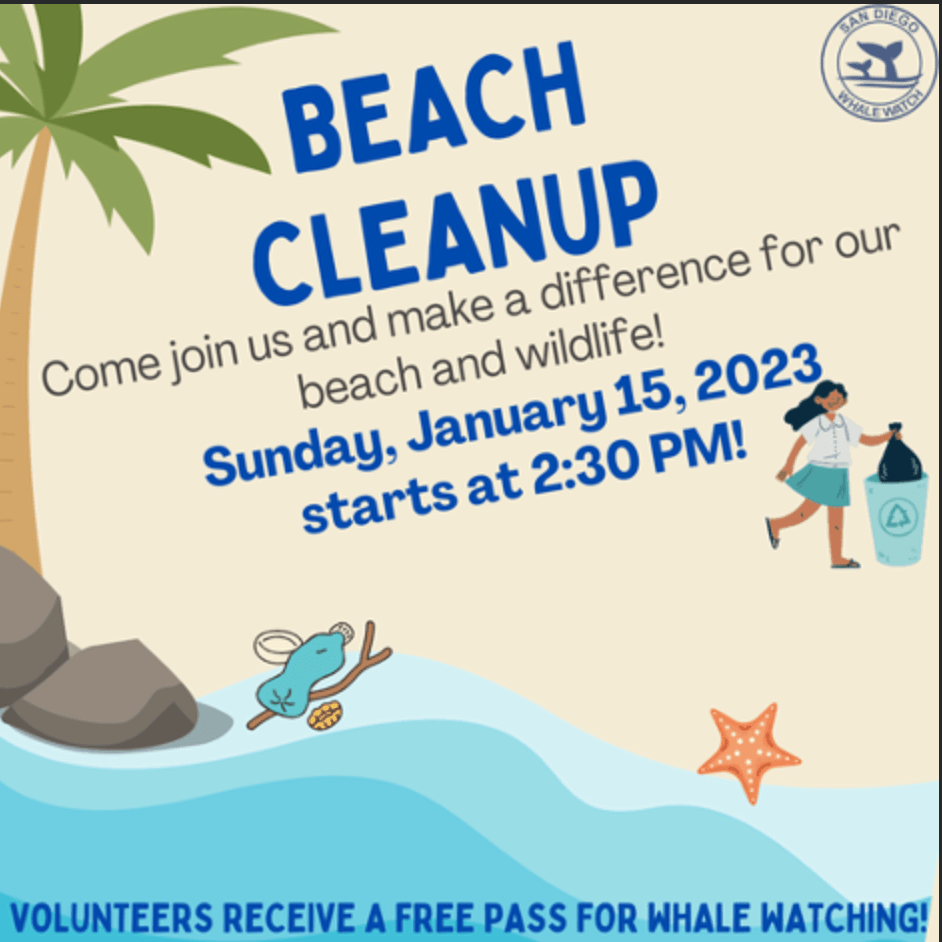 Drawing showin a beach with a palm tree on the left with trash along the beach.