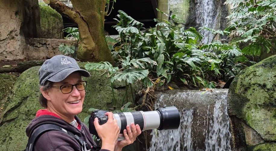 A woman with a camera